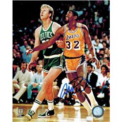 Magic Johnson Signed Lakers 8X10 Photo W/Larry Bird