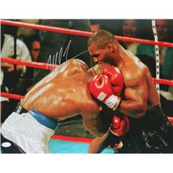 Mike Tyson Signed Boxing Ear Bite Vs Evander Holyfield 16X20 Photo