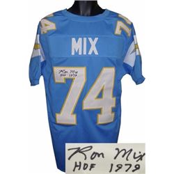 Ron Mix Signed San Digeo Chargers TB Blue Prostyle Jersey HOF 1979