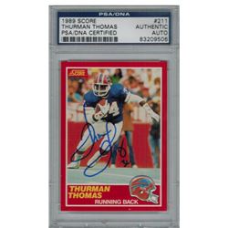 Thurman Thomas Signed Bills 1989 Score Rookie Card #211 PSA