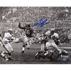 Frank Gifford Signed New York Giants 16X20 Vintage B&W Photo HOF 77