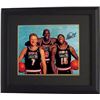 Image 1 : Magic Johnson Signed Team USA Olympic Dream Team 8X10 Photo Custom Framed (With Larry Bird & Michael
