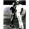 Image 1 : Cindy Morgan Signed Caddyshack B&W Standing With Chevy Chase 11X14 Photo W/Lacey