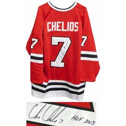 Chris Chelios Signed Red Custom Hockey Jersey W/HOF 2013