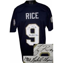 Tony Rice Signed Notre Dame Fighting Irish Navy TB Custom Jersey 1988 National Champions