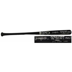 Ryne Sandberg Signed Rawlings Pro Black Bat W/The Sandberg Game, 5-6 2Hrs 7 RBI