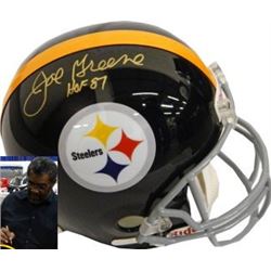 Joe Greene Signed Pittsburgh Steelers Full Size Replica TB Helmet HOF 87- PSA Hologram (Gold Sig)