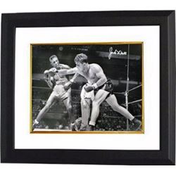 Jake Lamotta Signed B&W Boxing 16X20 Photo Vs Sugar Ray Robinson Custom Framed
