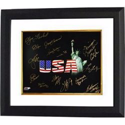 Mark Spitz Signed Olympic Winners 16X20 Photo Custom Framed (Black USA) W/ 15 Signatures (14 Gold Me