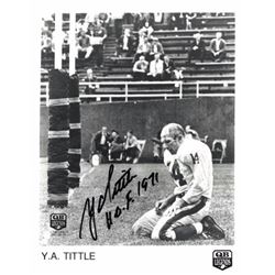 Y.A. Tittle Signed New York Giants 8X10 B&W Photo HOF 1971 (QB Legends)