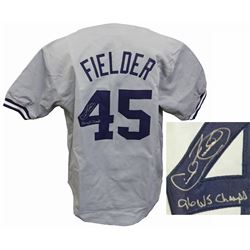 Cecil Fielder Signed Grey Custom Baseball Jersey W/96 WS Champs
