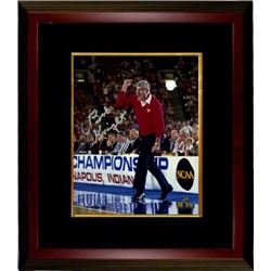 Bobby Knight Signed Indiana Hoosiers 8X10 Color Photo Custom Framed Red Sweater Yell (Silver Signatu