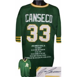 Jose Canseco Signed Oakland A's Green TB Prostyle Jersey W/ Embroidered Stats