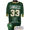 Image 1 : Jose Canseco Signed Oakland A's Green TB Prostyle Jersey W/ Embroidered Stats