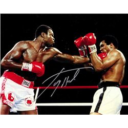 Larry Holmes Signed Boxing Puching Muhammad Ali Action 8X10 Photo