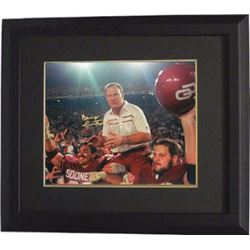 Barry Switzer Signed Oklahoma Sooners 8X10 Color Photo Custom Framed (1985 National Champs-Carried O