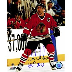 Chris Chelios Signed Chicago Blackhawks Action 8X10 Photo W/HOF 2013