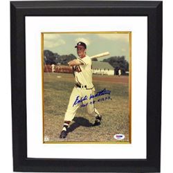 Eddie Mathews Signed Milwaukee Braves 8X10 Photo Custom Framed Dual HOF 78 & 512 Hrs (Batting/Deceas