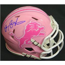 Barry Sanders Signed Detroit Lions Pink Riddell Mini Helmet