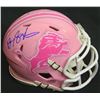 Image 1 : Barry Sanders Signed Detroit Lions Pink Riddell Mini Helmet
