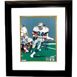Herschel Walker Signed Dallas Cowboys 8X10 Photo #34 Custom Framed (White Jersey Run)