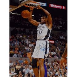 David Robinson Signed San Antonio Spurs 16X20 Photo White Jersey Dunk Vs Lakers