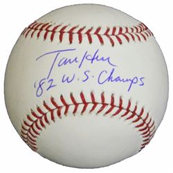 Tommy Herr Signed Rawlings Official MLB Baseball W/82 WS Champs