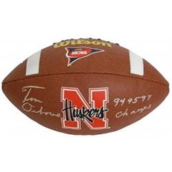Tom Osborne Signed NCAA Nebraska Cornhuskers Wilson Replica Composite Football 94 95 97 Champs