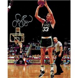Larry Bird Signed Boston Celtics Green Jersey Action Jump Shot 8X10 Photo