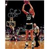 Image 1 : Larry Bird Signed Boston Celtics Green Jersey Action Jump Shot 8X10 Photo