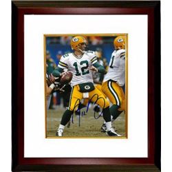 Aaron Rodgers Signed Green Bay Packers 8X10 Photo Custom Framed  (White Jersey)