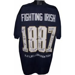 Terry Hanratty Signed Notre Dame Fighting Irish Greats Navy Custom Jersey 1887 With 16 Signatures