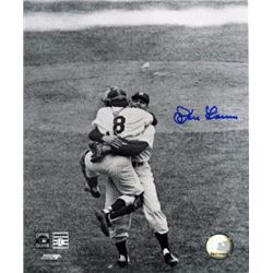 Don Larsen Signed New York Yankees B&W 8X10 Photo (Yogi Berra Hug-1956 WS Perfect Game)