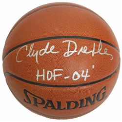 Clyde Drexler Signed Spalding NBA Indoor/Outdoor Basketball W/HOF'04