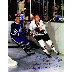 Bobby Hull Signed Chicago Blackhawks Action Vs Maple Leafs 11X14 Photo W/HOF 1983, The Golden Jet