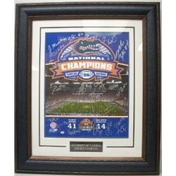 Florida Gators Signed 22 Sigs Premium Leather Framed 16X20 Photo (2006 National Champs)