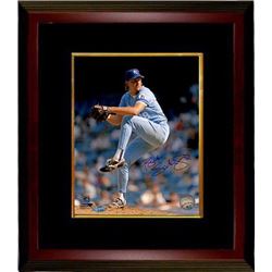 Bret Saberhagen Signed Kansas City Royals 8X10 Photo Custom Framed (Blue Jersey Pitching)- Steiner H