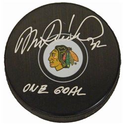 Michal Rozsival Signed Chicago Blackhawks Logo Hockey Puck W/One Goal