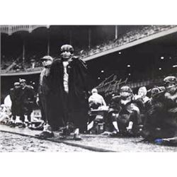 Frank Gifford Signed New York Giants 16X20 Vintage B&W Photo Horizontal W/ HOF 77 W/ Vince Lombardi