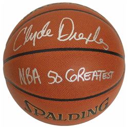 Clyde Drexler Signed Spalding NBA Indoor/Outdoor Basketball W/NBA 50 Greatest