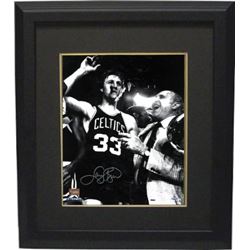 Larry Bird Signed Boston Celtics 16X20 B&W Cigar Celebration Photo W/Auerbach Custom Framed- Steiner