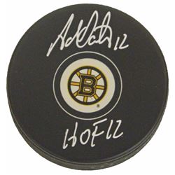 Adam Oates Signed Boston Bruins Logo Hockey Puck W/HOF 12