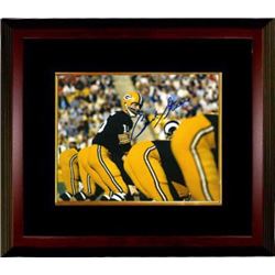 Bart Starr Signed Green Bay Packers 8X10 Photo Custom Framed (Green Jersey)