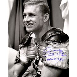 Bobby Hull Signed Blackhawks B&W Toothless Smile In Pads 11X14 Photo W/HOF 1983