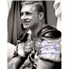 Image 1 : Bobby Hull Signed Blackhawks B&W Toothless Smile In Pads 11X14 Photo W/HOF 1983