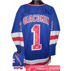 Eddie Giacomin Signed New York Rangers TB Blue Prostyle Jersey- JSA Hologram
