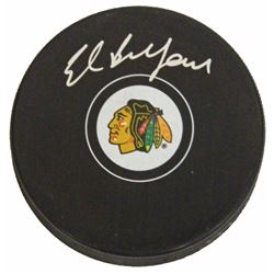 Ed Belfour Signed Chicago Blackhawks Logo Hockey Puck