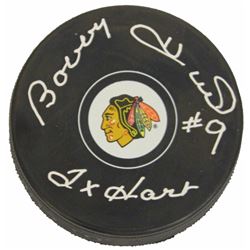 Bobby Hull Signed Chicago Blackhawks Logo Hockey Puck W/2X Hart