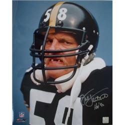 Jack Lambert Signed Pittsburgh Steelers 11X14 Photo Tooth HOF 90- Lambert Hologram