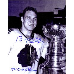 Bobby Hull Signed Chicago Blackhawks B&W With Stanley Cup 11X14 Photo W/61 Cup Champs